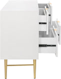 Modernist Engineered Wood / Stainless Steel Contemporary White Gloss Dresser - 60" W x 17" D x 32" H