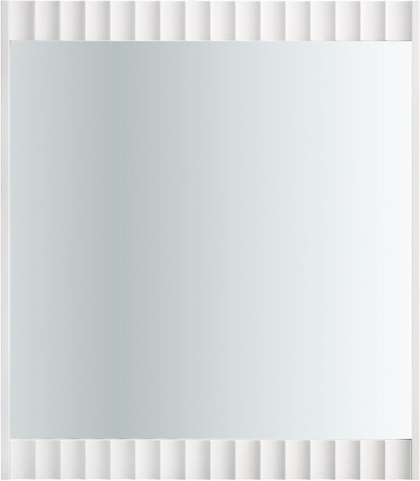 Modernist Glass / Engineered Wood Contemporary White Gloss Mirror - 37" W x 1.5" D x 42.5" H