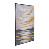 Sagebrook Home Contemporary 40x60 Sky Hand Painted Canvas, Gray/gold 70143 Multi Polyester Canvas