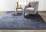 Lennox Modern Abstract Minimalist Rug, Navy Blue, 9ft - 6in x 13ft - 6in Area Rug