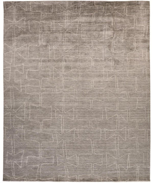 Lennox Modern Abstract Minimalist Area Rug, Ash Gray/Ivory, 9ft-6in x 13ft-6in