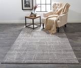 Lennox Modern Abstract Minimalist Area Rug, Ash Gray/Ivory, 9ft-6in x 13ft-6in