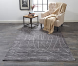 Lennox Modern Abstract Minimalist Rug, Charcoal Gray, 9ft-6in x 13ft-6in Area Rug