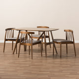 Baxton Studio Wyatt Mid-Century Modern Walnut Wood 5-Piece Dining Set