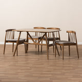 Baxton Studio Wyatt Mid-Century Modern Walnut Wood 5-Piece Dining Set