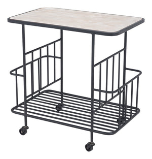 Zuo Modern Argus MDF, Steel Modern Commercial Grade Bar Cart Natural, Black MDF, Steel