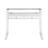 Gemma Contemporary 2-drawer Writing Desk Glossy White and Chrome