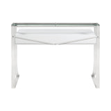 Gemma Contemporary 2-drawer Writing Desk Glossy White and Chrome