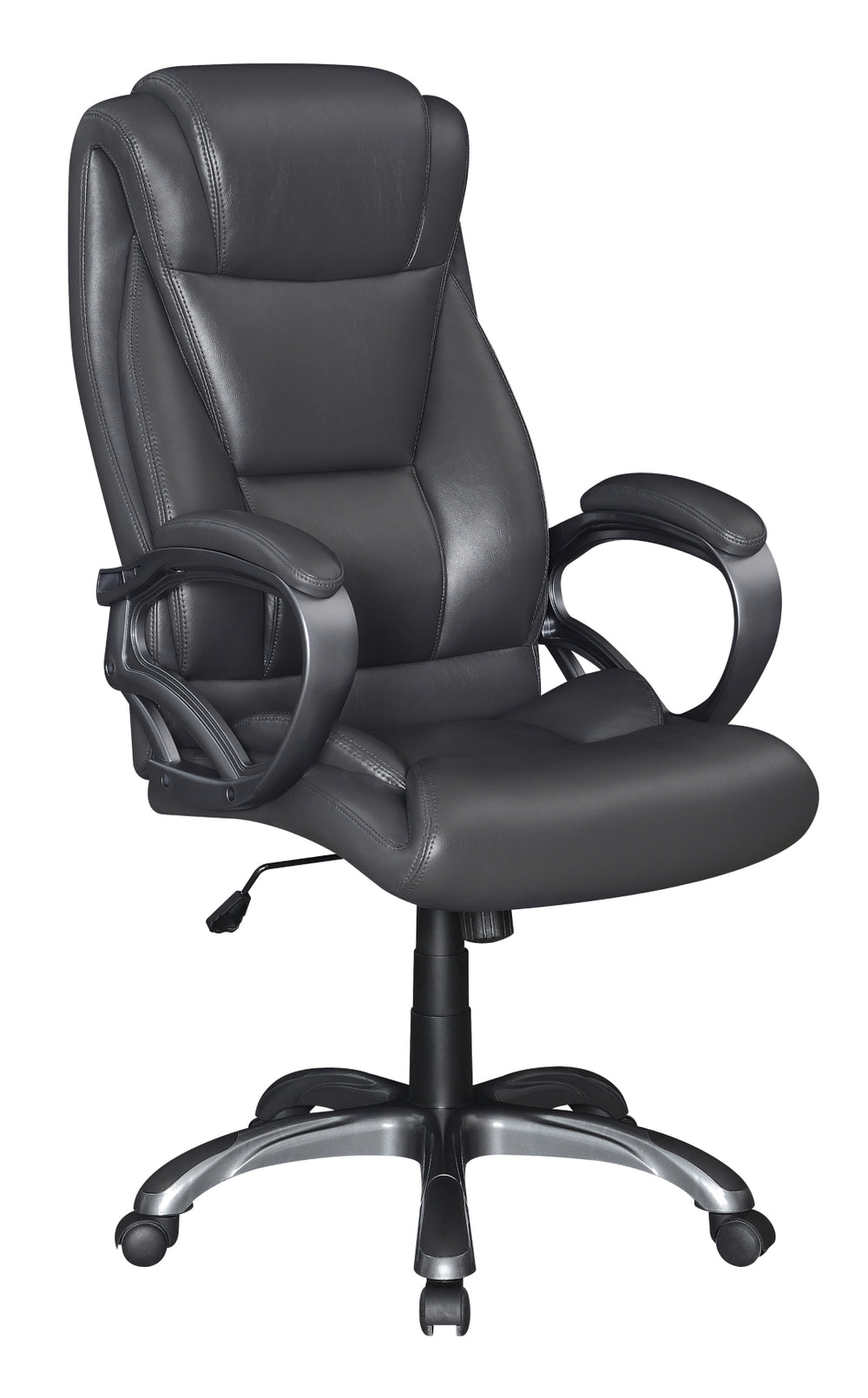 Contemporary High Back Office Chair in Grey Leatherette - Ergonomic, Stylish & Comfortable Design