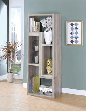 Modern Convertable Bookcase and TV Console Grey Driftwood