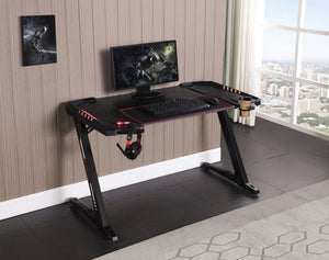 Ardsley Modern Z-framed Gaming Desk with LED Lighting Black