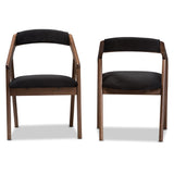Baxton Studio Wendy Mid-Century Modern Black Velvet and Walnut Medium Brown Wood Finishing Dining Chair (Set of 2)