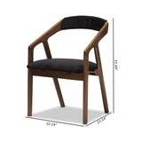 Baxton Studio Wendy Mid-Century Modern Black Velvet and Walnut Medium Brown Wood Finishing Dining Chair (Set of 2)