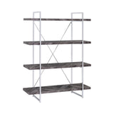 Grimma Casual 4-shelf Bookcase Rustic Grey Herringbone