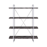 Grimma Casual 4-shelf Bookcase Rustic Grey Herringbone