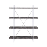 Grimma Casual 4-shelf Bookcase Rustic Grey Herringbone