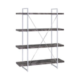 Grimma Casual 4-shelf Bookcase Rustic Grey Herringbone