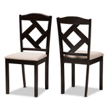 Ruth Modern and Contemporary Beige Fabric Upholstered and Dark Brown Finished Dining Chair (Set of 2)