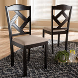 Baxton Studio Ruth Modern and Contemporary Beige Fabric Upholstered and Dark Brown Finished Dining Chair (Set of 2)