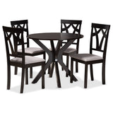 Luise Modern and Contemporary Grey Fabric Upholstered and Dark Brown Finished Wood 5-Piece Dining Set