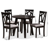 Derya Modern Transitional Grey Fabric Upholstered and Dark Brown Finished Wood 5-Piece Dining Set