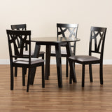 Derya Modern Transitional Grey Fabric Upholstered and Dark Brown Finished Wood 5-Piece Dining Set