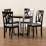 Telma Modern and Contemporary Grey Fabric Upholstered and Dark Brown Finished Wood 5-Piece Dining Set
