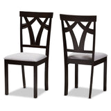 Sylvia Modern and Contemporary Grey Fabric Upholstered and Dark Brown Finished Dining Chair (Set of 2)