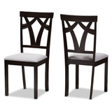 Baxton Studio Sylvia Modern and Contemporary Grey Fabric Upholstered and Dark Brown Finished Dining Chair (Set of 2)