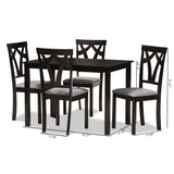 Baxton Studio Sylvia Modern and Contemporary Grey Fabric Upholstered and Dark Brown Finished 5-Piece Dining Set
