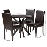 Baxton Studio Asli Modern Espresso Brown Faux Leather and Wood 5-Piece Dining Set