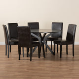 Baxton Studio Asli Modern Espresso Brown Faux Leather and Wood 7-Piece Dining Set