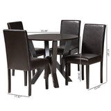 Baxton Studio Rosi Modern Espresso Brown Faux Leather and Wood 5-Piece Dining Set