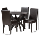 Baxton Studio Trine Modern Espresso Brown Faux Leather and Wood 5-Piece Dining Set