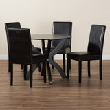 Baxton Studio Trine Modern Espresso Brown Faux Leather and Wood 5-Piece Dining Set