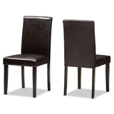 Mia Modern and Contemporary Dark Brown Faux Leather Upholstered Dining Chair (Set of 2)