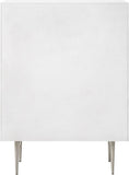 Modernist Engineered Wood / Stainless Steel Contemporary White Gloss Chest - 36" W x 17" D x 50" H