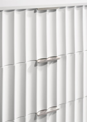 Modernist Engineered Wood / Stainless Steel Contemporary White Gloss Chest - 36" W x 17" D x 50" H