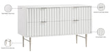 Modernist Engineered Wood / Stainless Steel Contemporary White Gloss Dresser - 60" W x 17" D x 32" H