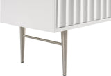 Modernist Engineered Wood / Stainless Steel Contemporary White Gloss Dresser - 60" W x 17" D x 32" H