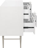 Modernist Engineered Wood / Stainless Steel Contemporary White Gloss Dresser - 60" W x 17" D x 32" H