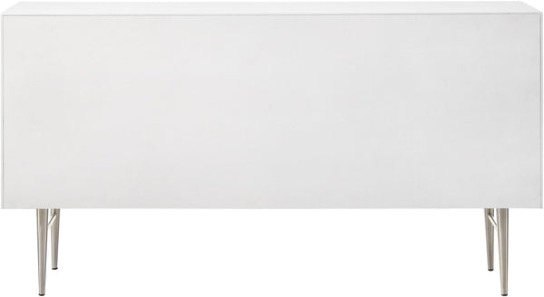 Modernist Engineered Wood / Stainless Steel Contemporary White Gloss Dresser - 60" W x 17" D x 32" H