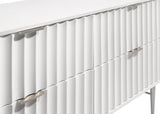 Modernist Engineered Wood / Stainless Steel Contemporary White Gloss Dresser - 60" W x 17" D x 32" H