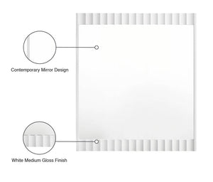 Modernist Glass / Engineered Wood Contemporary White Gloss Mirror - 37" W x 1.5" D x 42.5" H