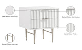 Modernist Engineered Wood / Stainless Steel Contemporary White Gloss Night Stand - 22.5" W x 17" D x 24" H