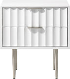 Modernist Engineered Wood / Stainless Steel Contemporary White Gloss Night Stand - 22.5" W x 17" D x 24" H