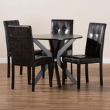 Baxton Studio Marie Modern and Contemporary Dark Brown Faux Leather Upholstered and Dark brown Finished Wood 5-Piece Dining Set