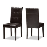 Avery Modern and Contemporary Dark Brown Faux Leather Upholstered Dining Chair (Set of 2)