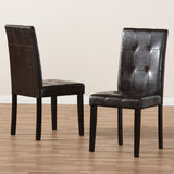 Baxton Studio Avery Modern and Contemporary Dark Brown Faux Leather Upholstered Dining Chair (Set of 2)