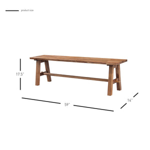 Bedford 59" Bench "A" Base Brushed Brown